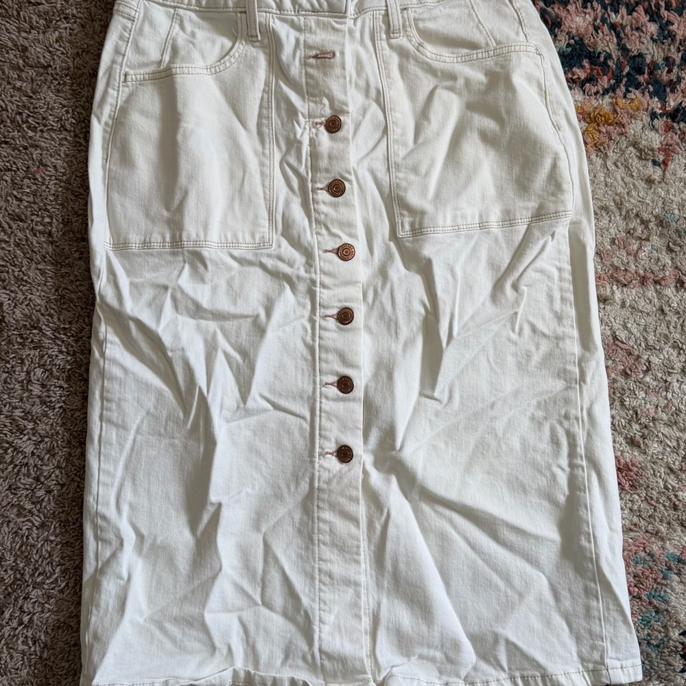 Sonoma White Button-Front Midi Skirt